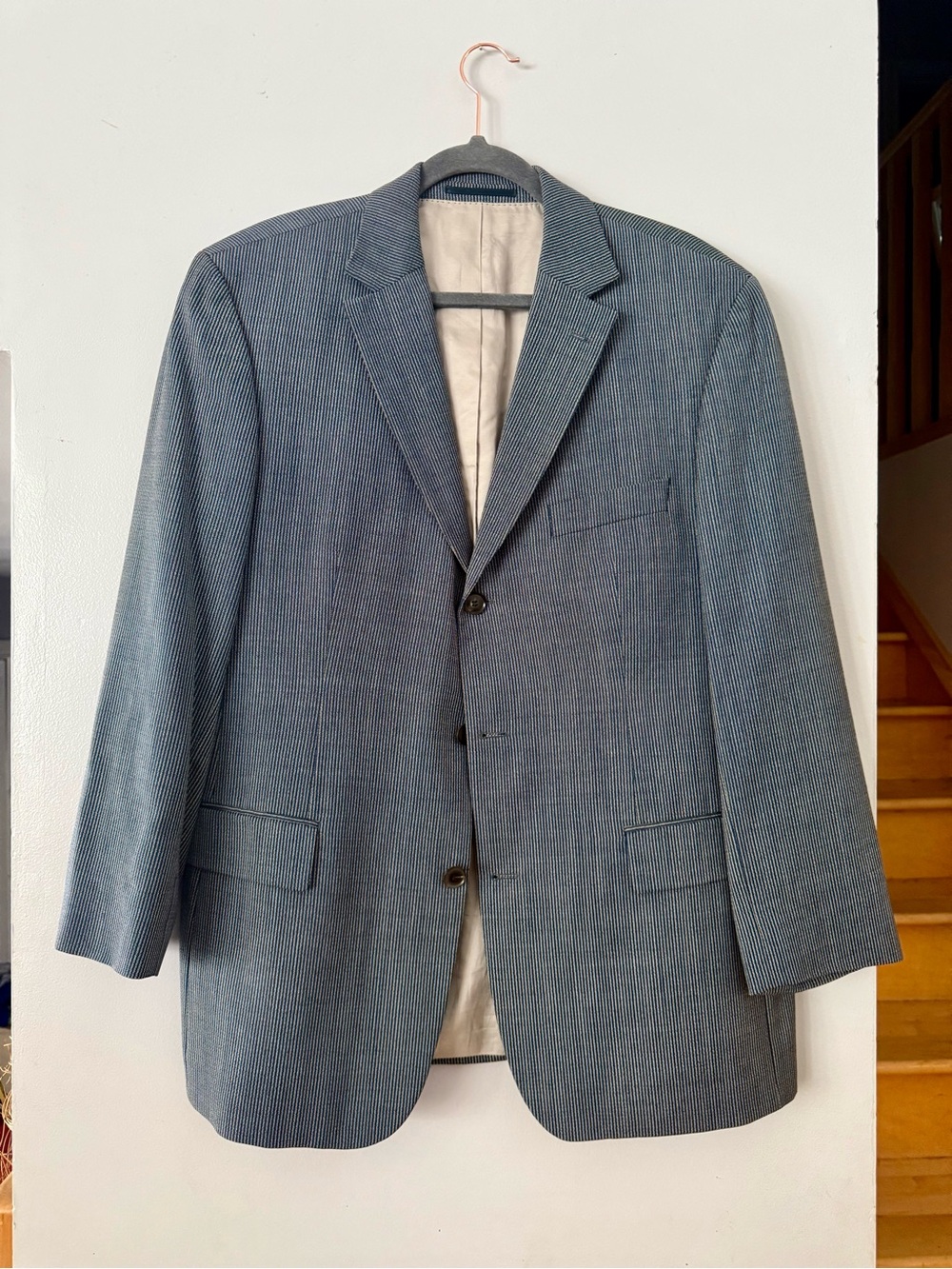 BOSS Hugo Boss Rossellini Sport Coat 100% Virgin Wool Pinstripe Blazer Men's 42R